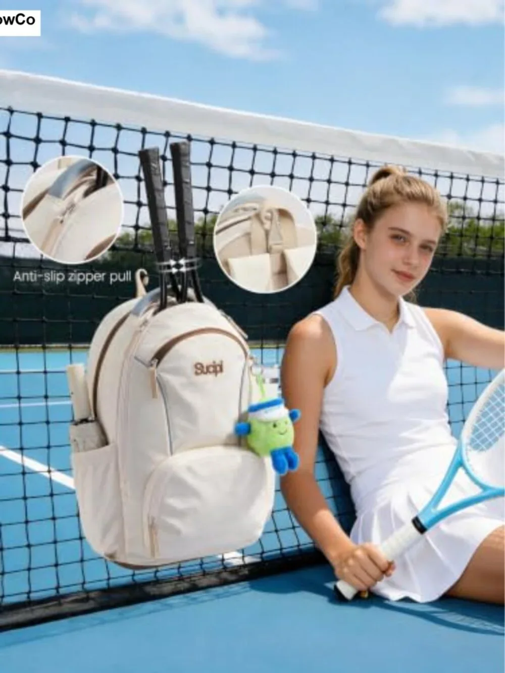 Quilted Tennis Backpack for Women with Shoe Compartment, Large Capacity Sports